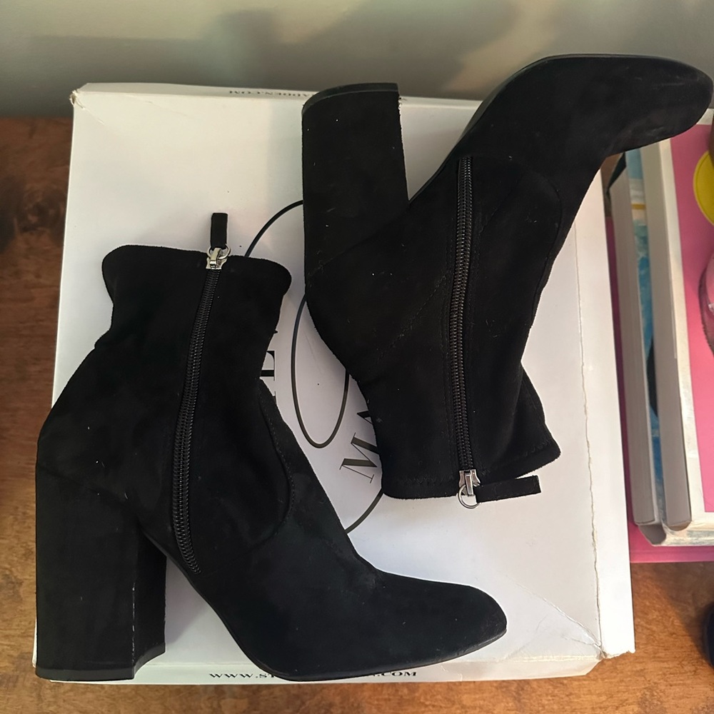 Steve Madden Black Suede Heeled Booties